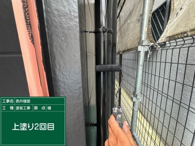 竪樋・上塗り2回目