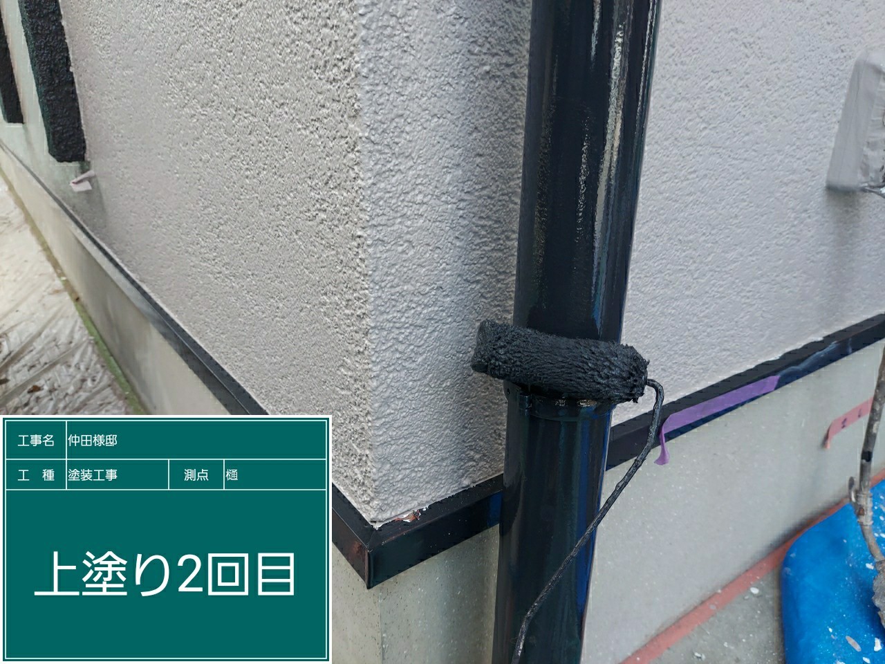 竪樋・上塗り2回目