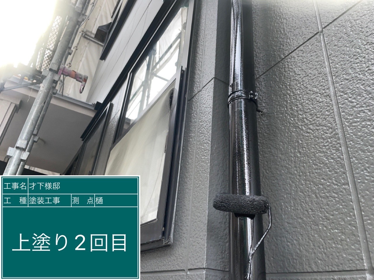 竪樋・上塗り2回目