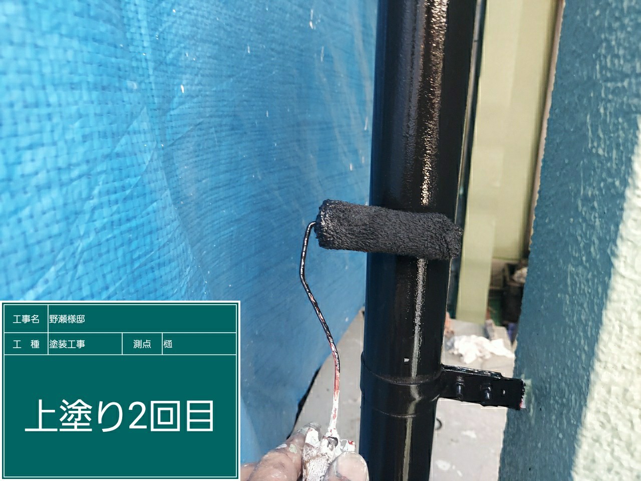 竪樋・上塗り2回目