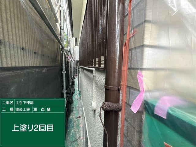 竪樋・上塗り2回目