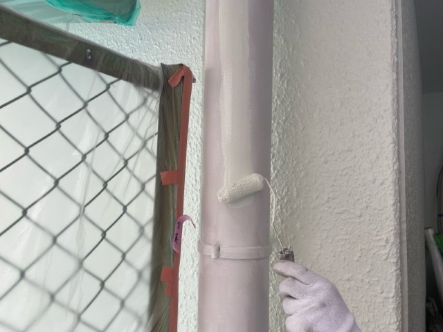 竪樋・上塗り1回目